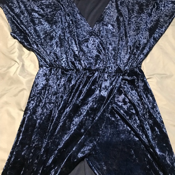 Navy Blue Velvet Dress - Picture 2 of 2